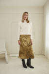 Falda Satín Animal Print Dorado