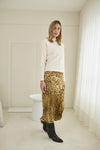 Falda Satín Animal Print Dorado