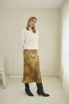 Falda Satín Animal Print Dorado