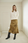 Falda Satín Animal Print Dorado