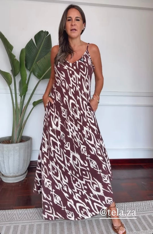 Vestido Sofia Tribal Marrón