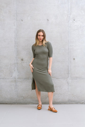 Vestido Rib Manga 3/4