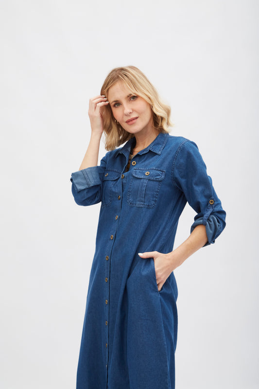 Vestido Camisero Con Bolsillos