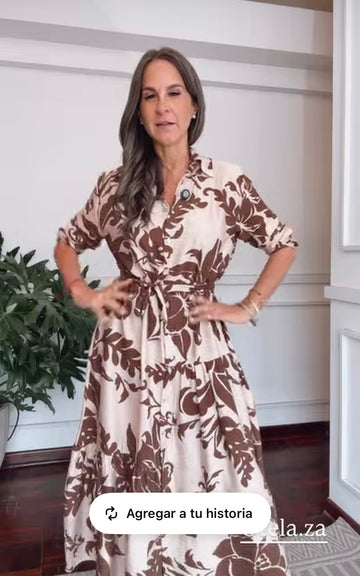 Vestido Princesa Flores Marrones