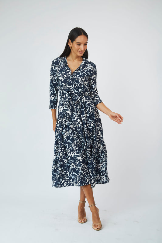 Vestido Princesa Manga 3/4  Azul