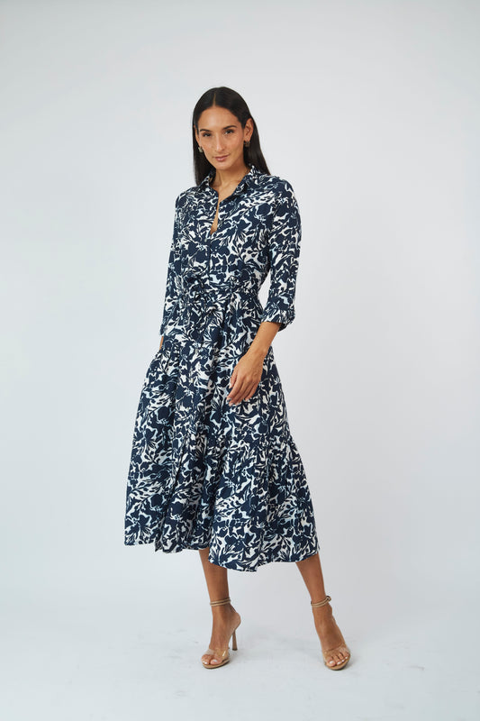 Vestido Princesa Manga 3/4  Azul