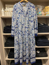 Vestido Otoño Flores Azulino