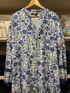 Vestido Otoño Flores Azulino