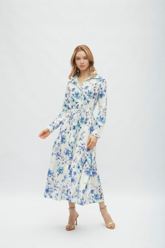 Vestido Princesa Flores Celeste