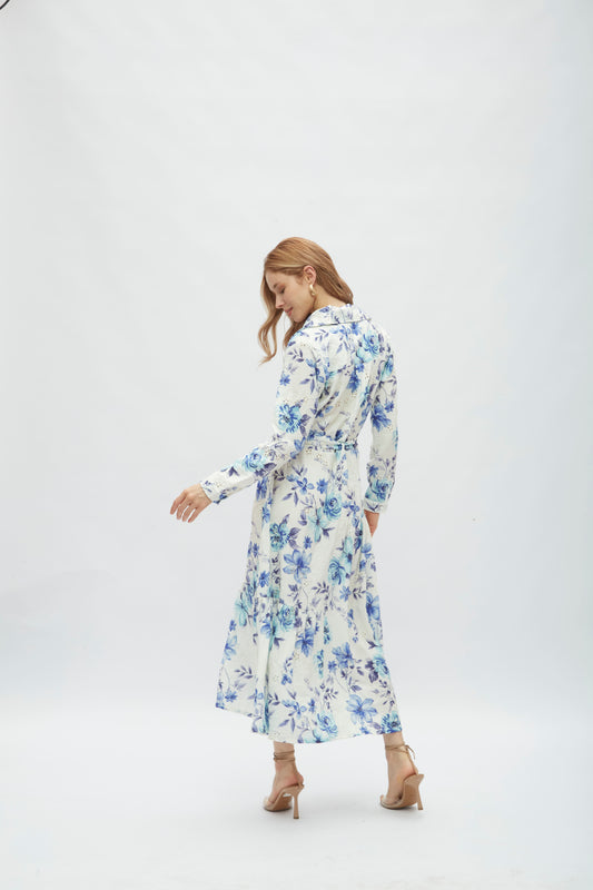 Vestido Princesa Flores Celeste