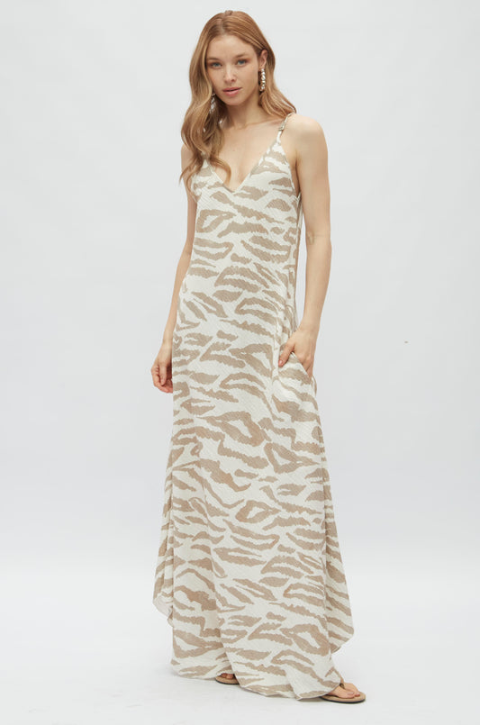 Vestido Sofia Estampado Beige