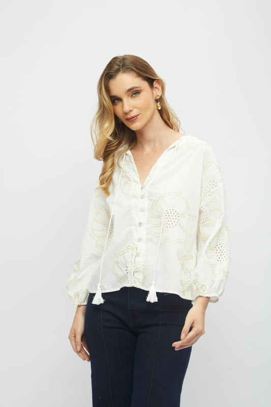 Blusa Blanco Dorada