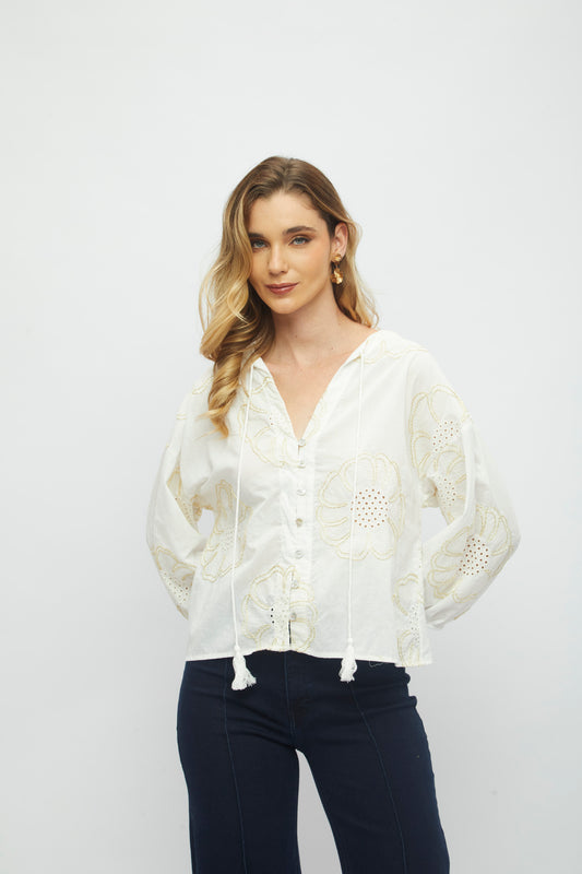 Blusa Blanco Dorada
