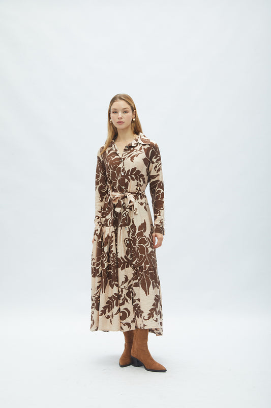 Vestido Princesa Flores Marrones