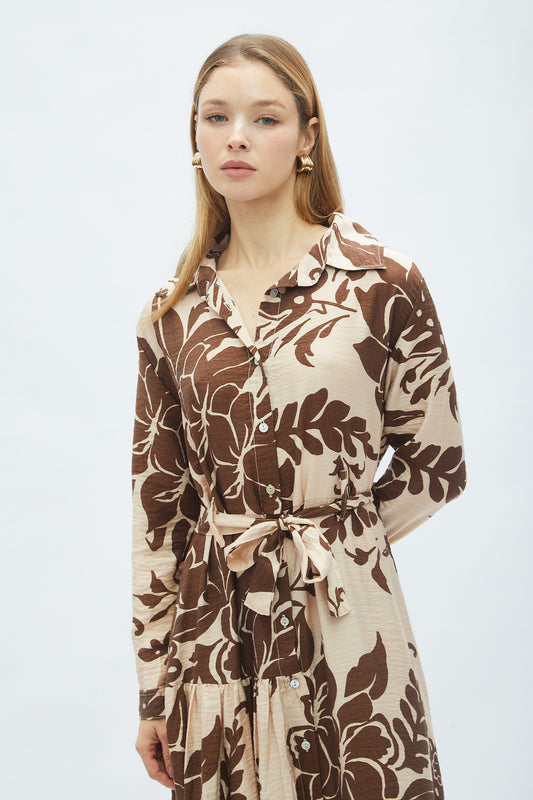 Vestido Princesa Flores Marrones